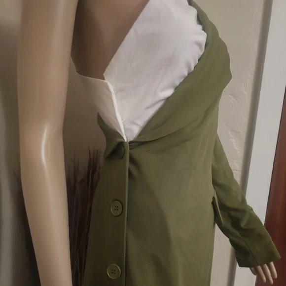 Miss Circle Zola Olive One Sleeve Blazer Dress - Picture 4 of 11